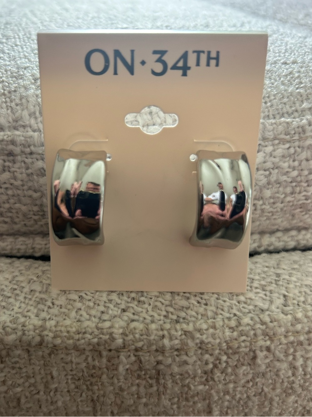 ON 34TH Silver Wide Hoop Earrings